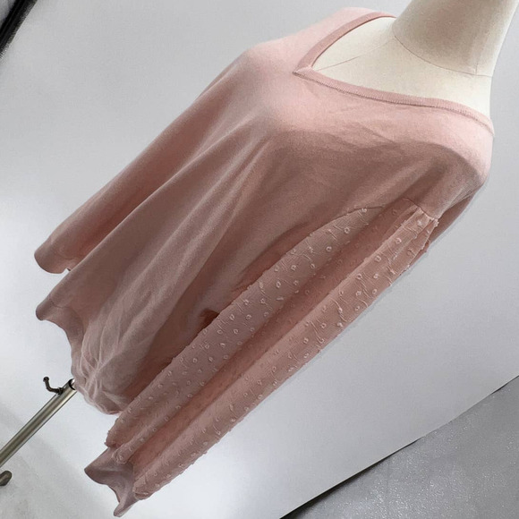 Adrianna Papell Plus Size Blush Pink V-Neck Sheer Sleeve Sweater NWT- 1X - Picture 5 of 9